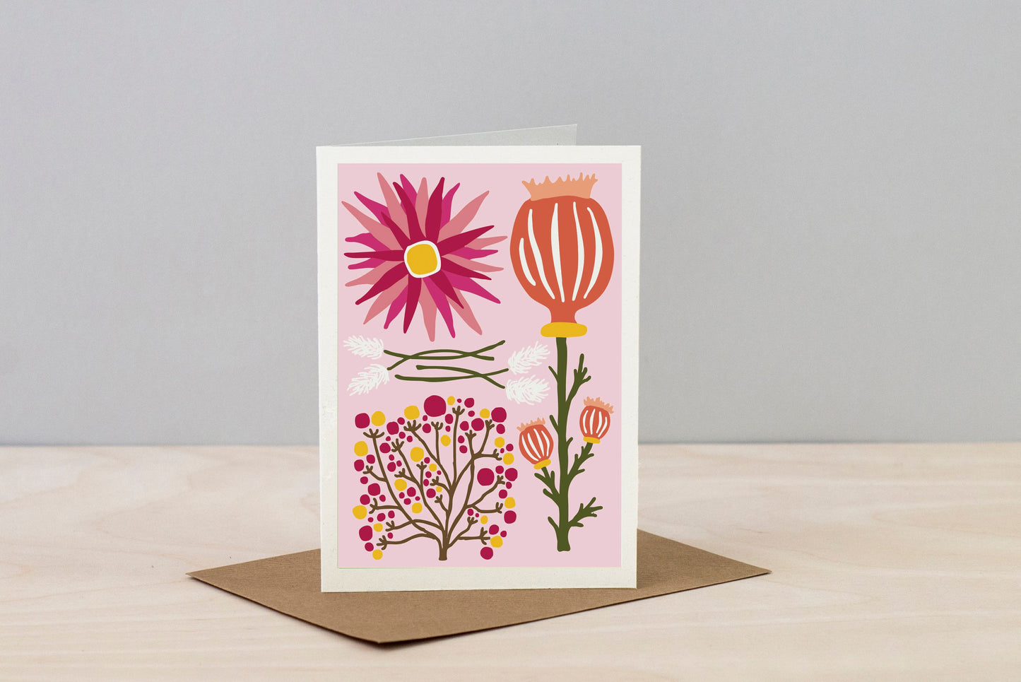 All Occasions Greetings Card - Dried Pink