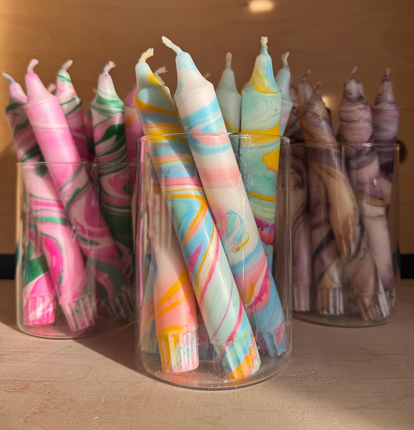 Rainbow Marble Candle