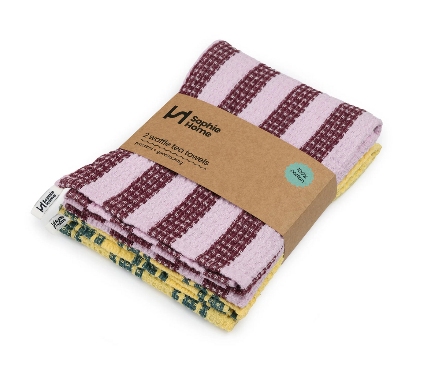 Burgundy Cotton Waffle Tea Towel 2 Pack