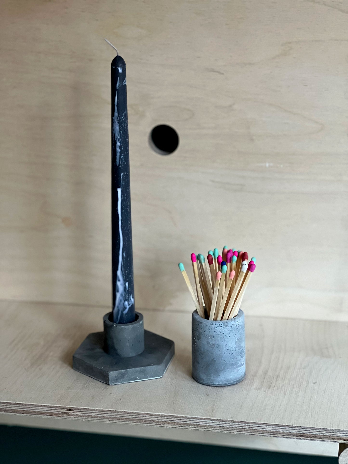 Hex Concrete Candlestick Holder