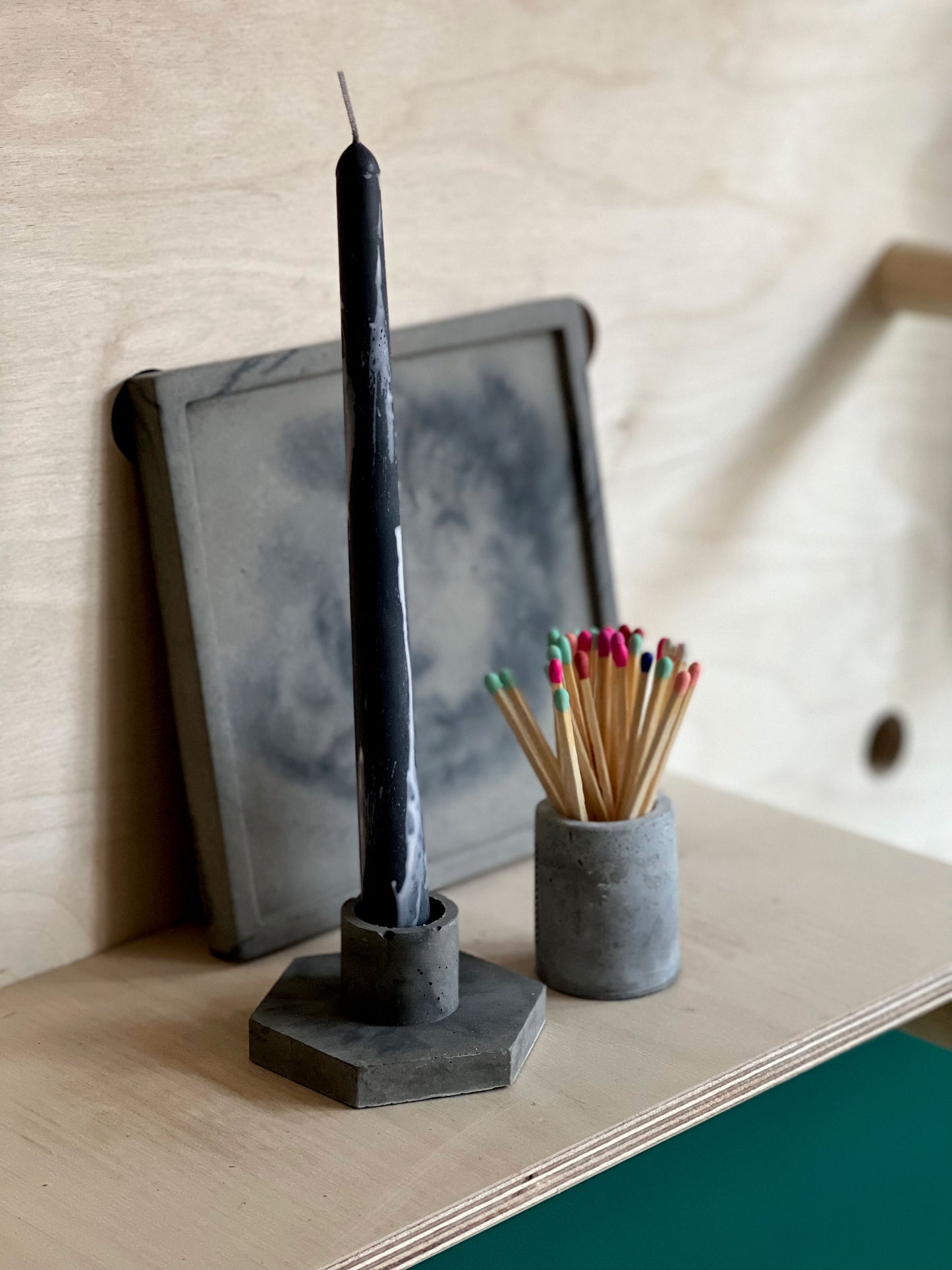 Hex Concrete Candlestick Holder