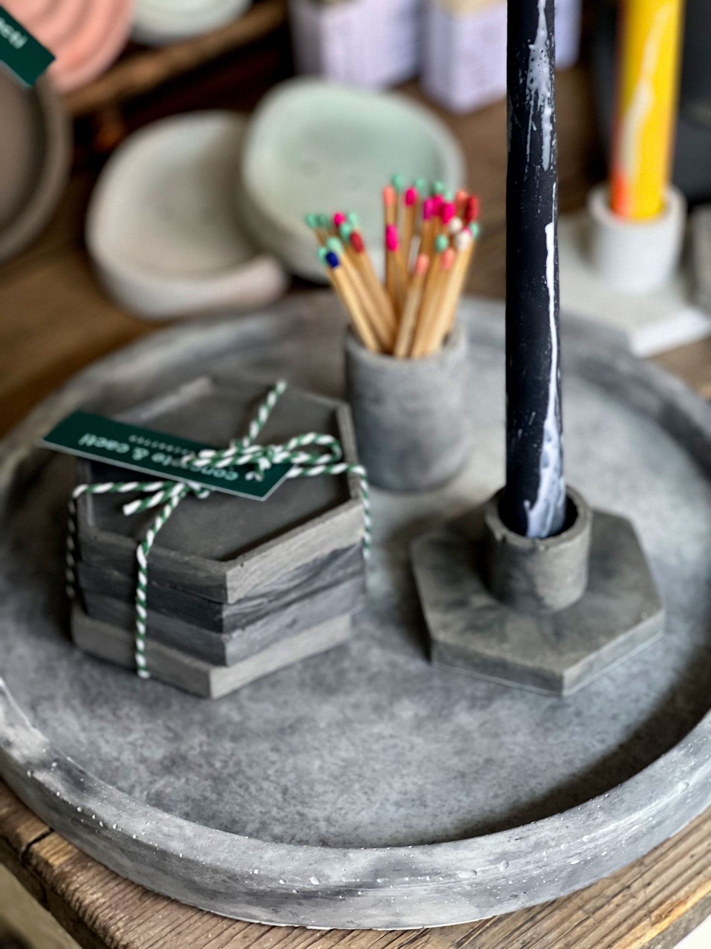 Hex Concrete Candlestick Holder