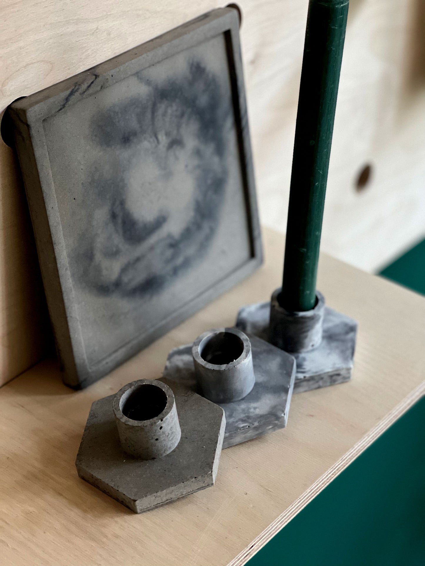 Hex Concrete Candlestick Holder