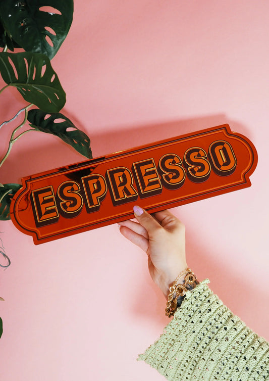 Espresso Rectangle Sign Mirror