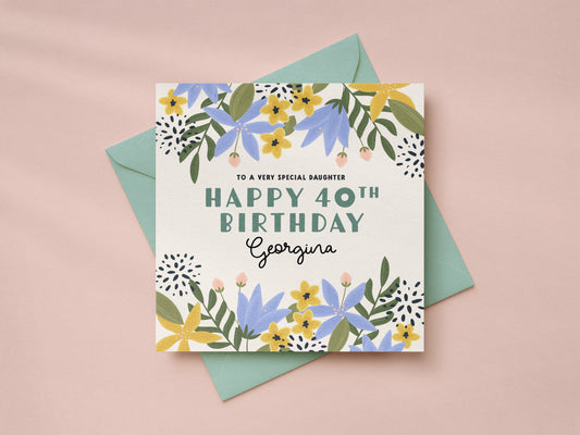 Personalised Age Floral Birthday Card