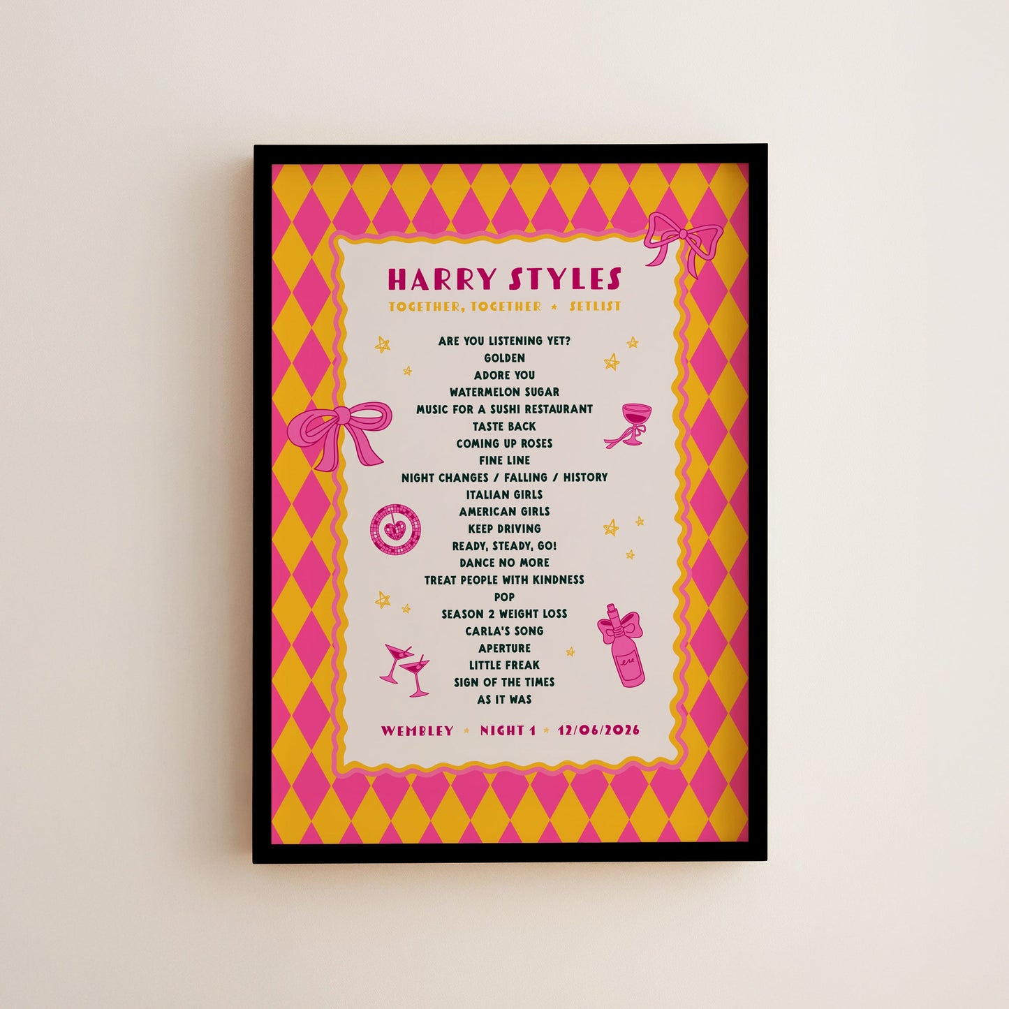 Harry Styles Tour Setlist Print