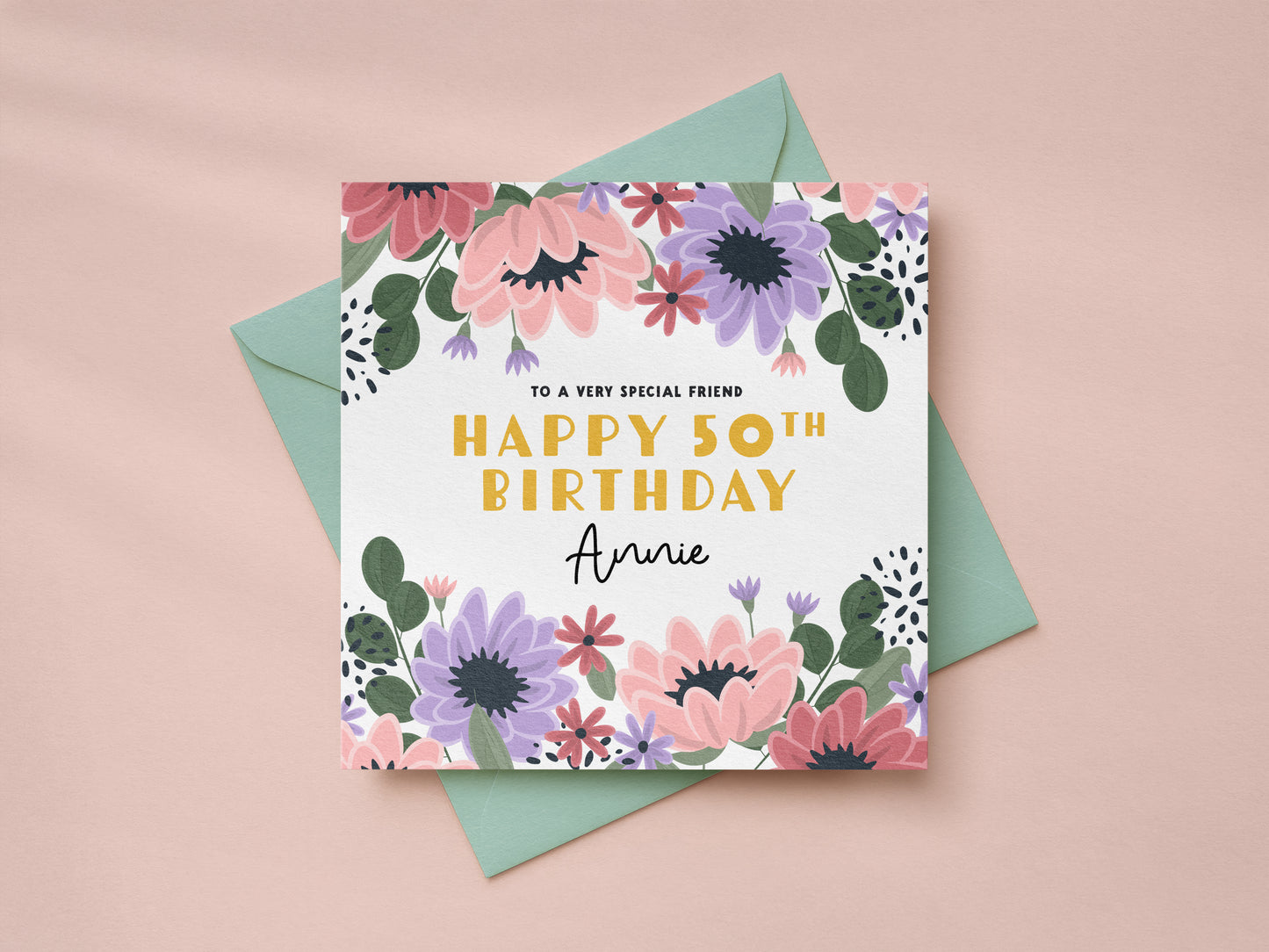 Personalised Age Floral Birthday Card