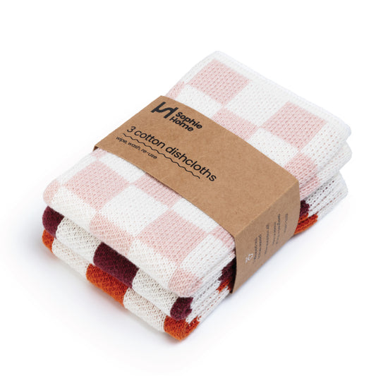 Reusable Check Dishcloths: Orange