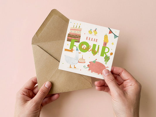Personalised 4th Birthday Card