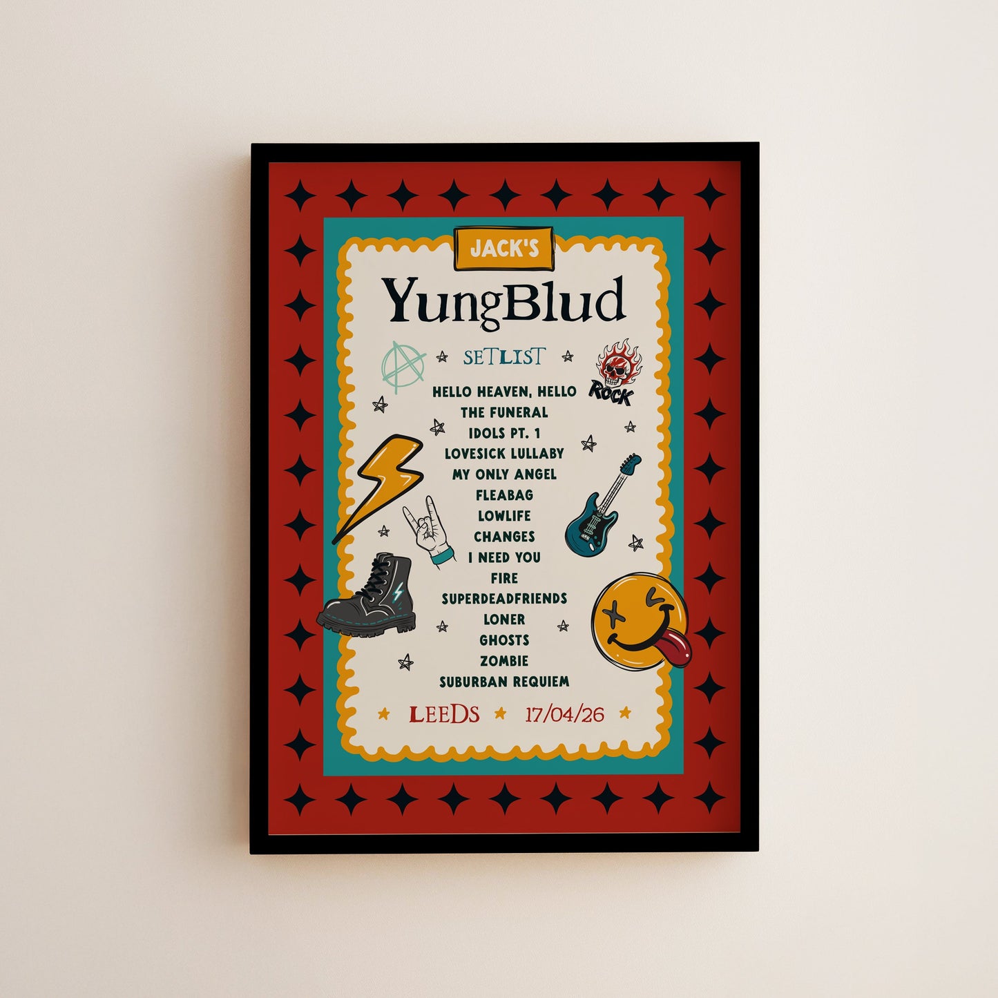 YUNGBLUD Personalised Setlist Print