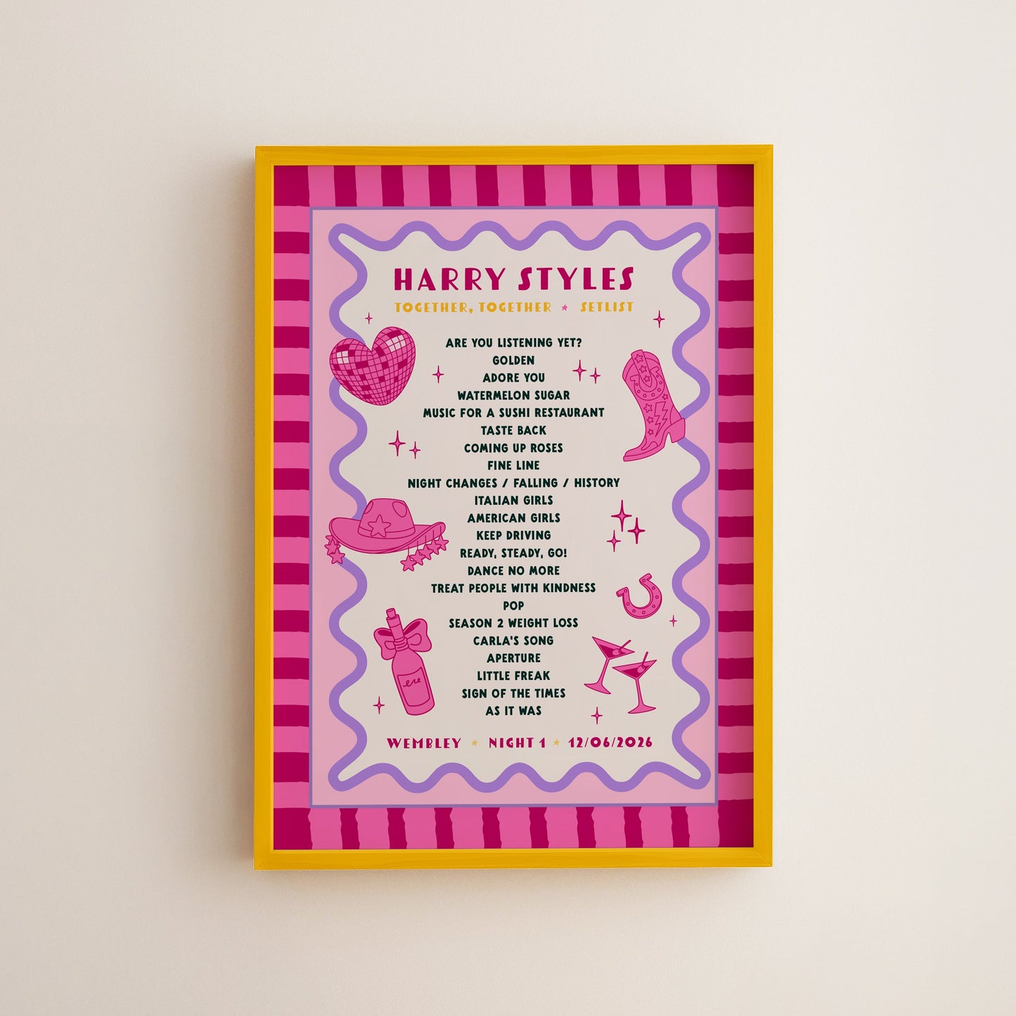 Harry Styles Tour Setlist Print