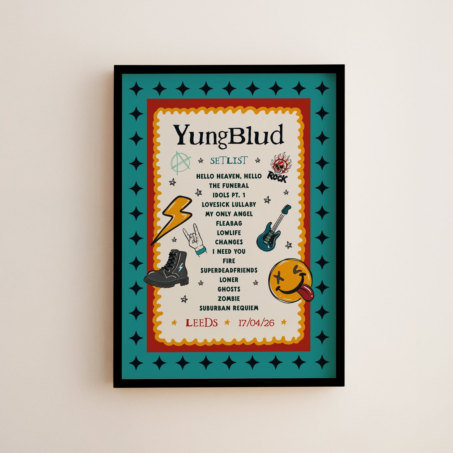 YUNGBLUD Personalised Setlist Print