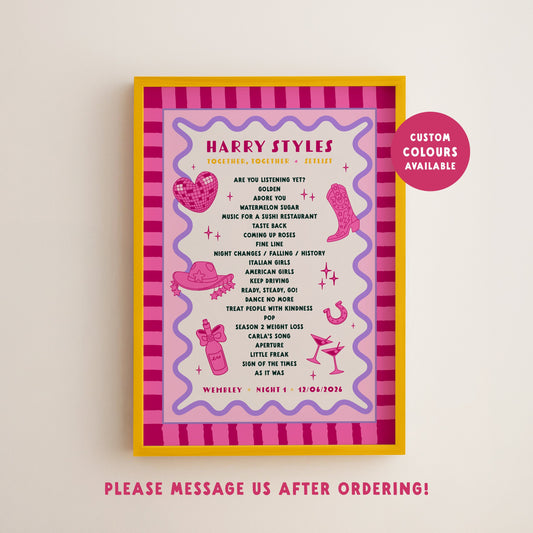 Harry Styles Tour Setlist Print
