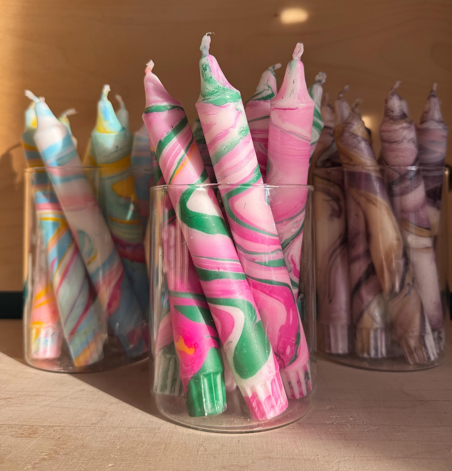 Green & Pink Marble Candle