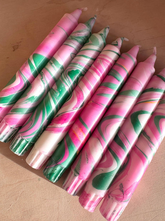 Green & Pink Marble Candle