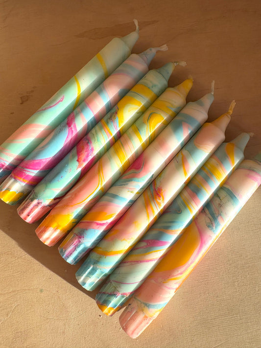 Rainbow Marble Candle