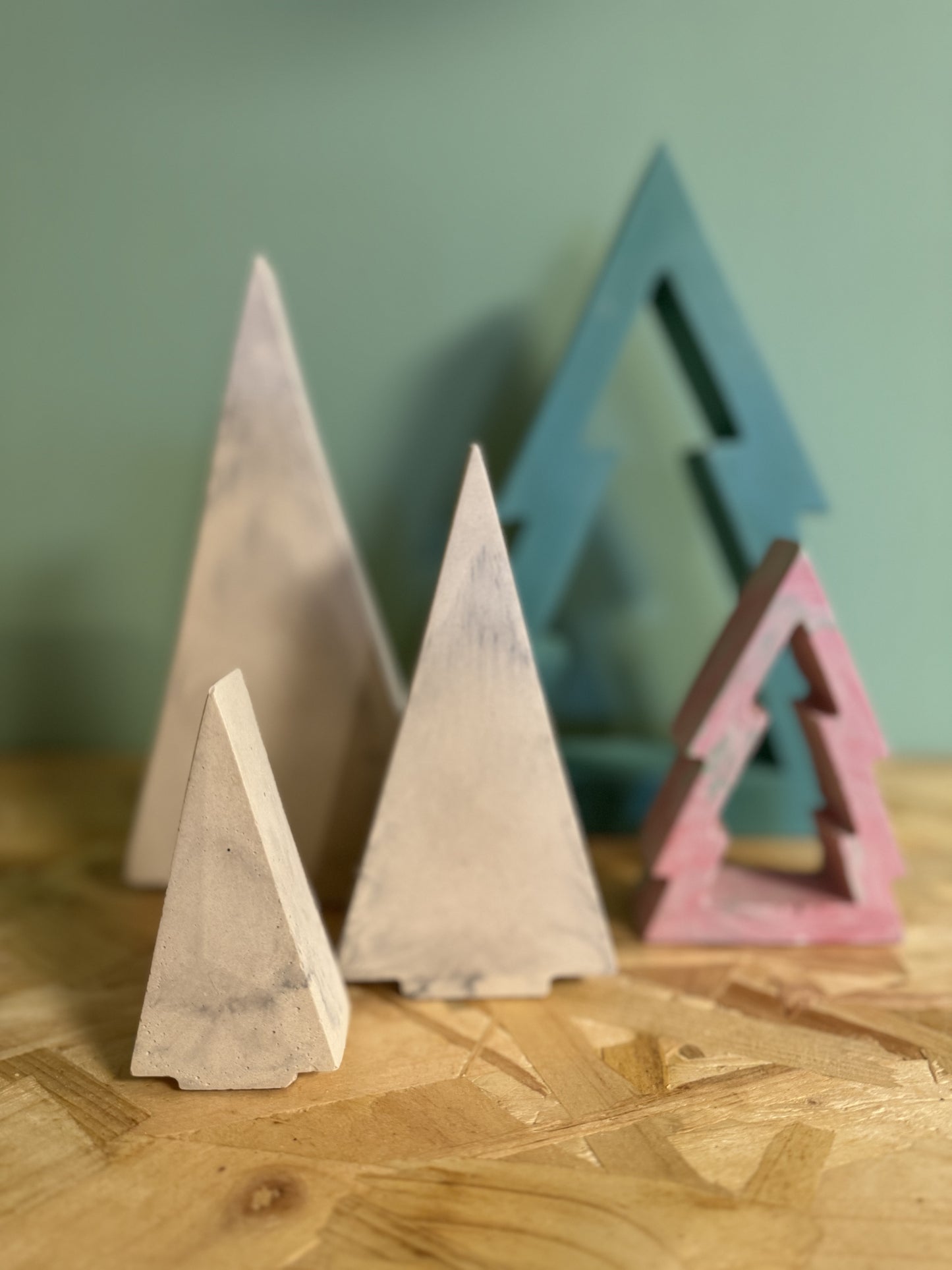 Concrete Christmas Tree Trio Set