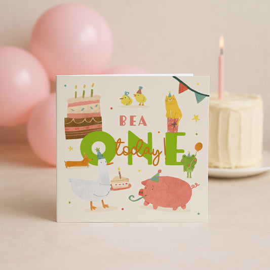 Personalised First Birthday Card | Party Animals