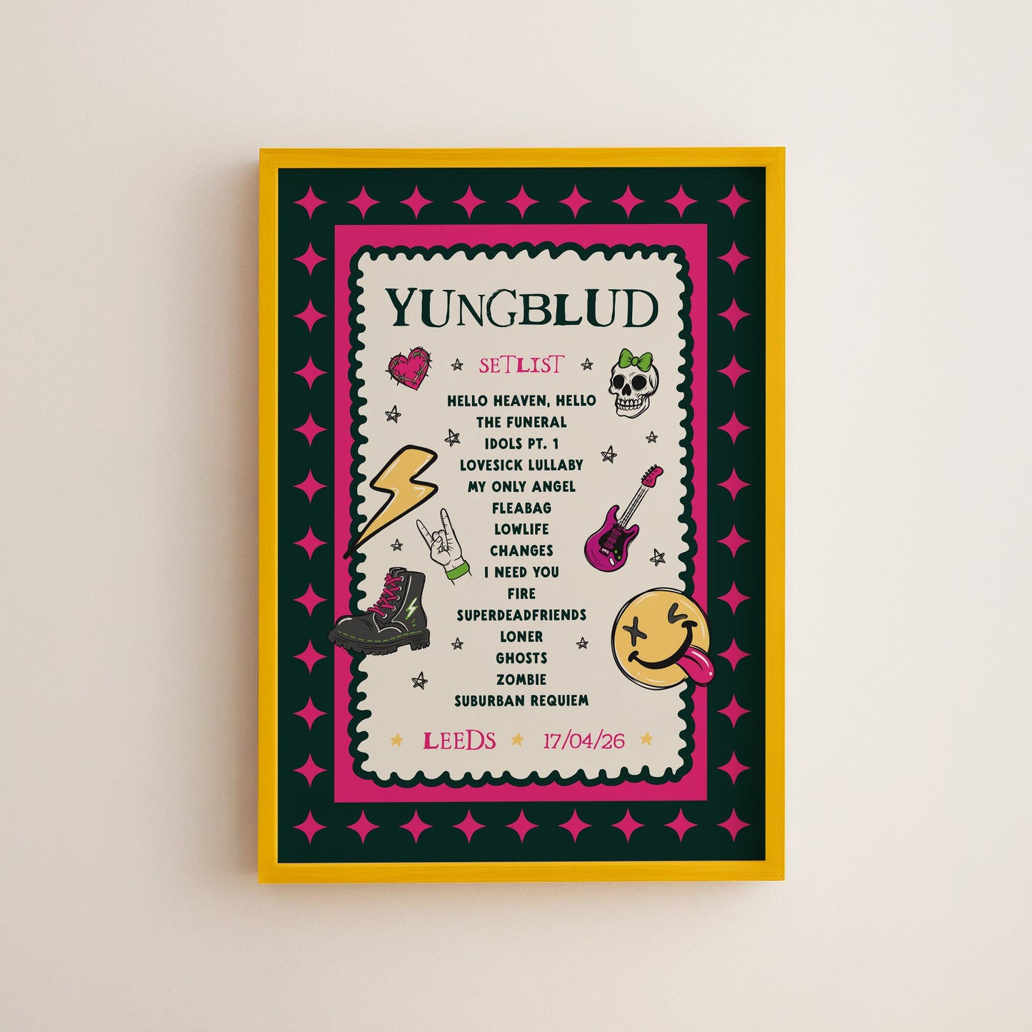 YUNGBLUD Personalised Setlist Print