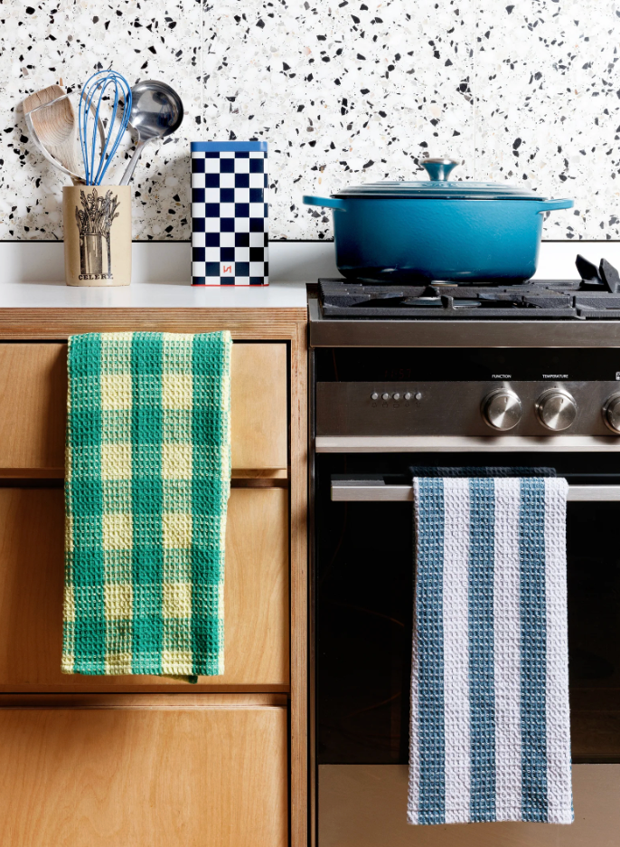 Green Cotton Waffle Tea Towel 2 Pack