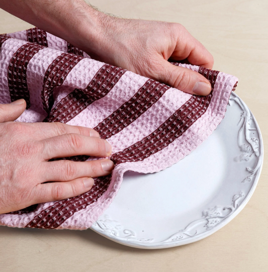 Burgundy Cotton Waffle Tea Towel 2 Pack